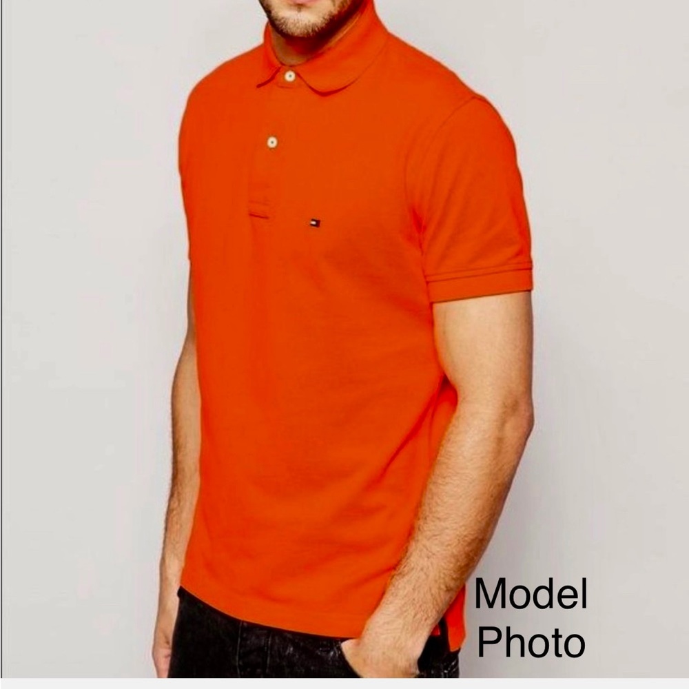 Men's Tommy Hilfiger S Classic Fit Orange Polo Short Sleeve Shirt
